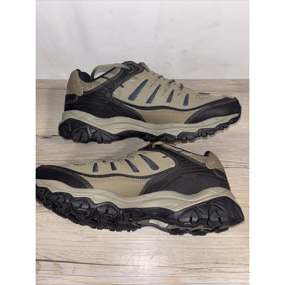 Mens 10 Skechers After Burn Memory Foam Lace-Up Sneaker Pebble / Black NEW - Picture 9 of 11